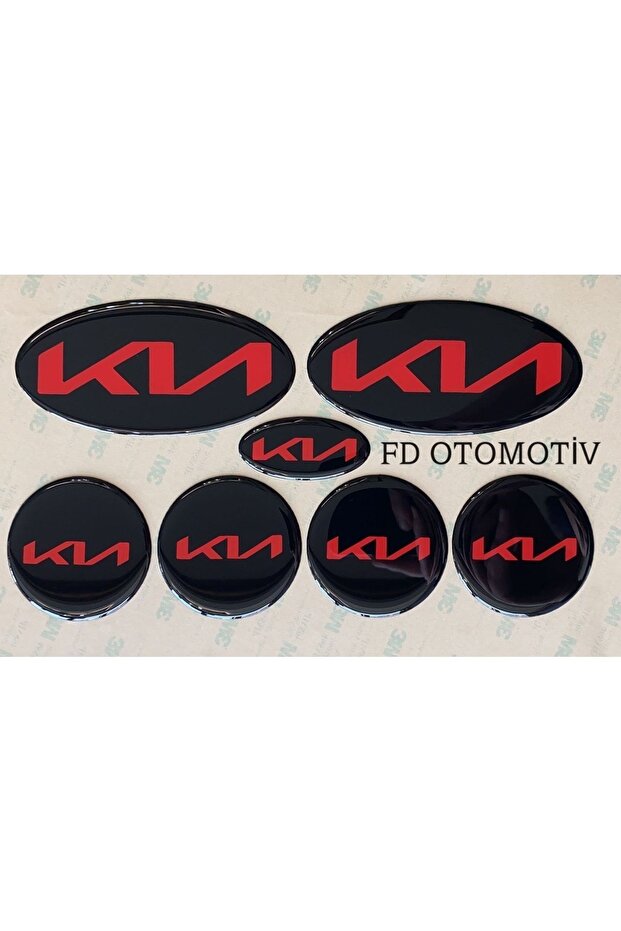 Kia Ceed, Rio, Cerato Special New Written 117 X 58 mm Kia Logo Emblem Set Black-Red
