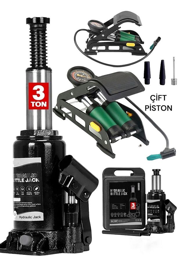 ALMAN 3 TON ÇANTALI HİDROLİK ŞİŞE ARAÇ KRİKOSU ÇİFT PİSTON TEKER HAVUZ BOT ŞİŞİRME POMPASI - 1