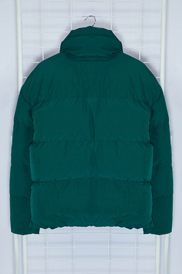 Unisex Yeşil Taslan Relaxed Fit Kışlık Şişme Mont TMNAW25MO00007 - 9