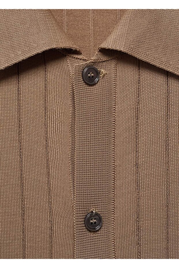 Düğmeli triko polo gömlek - 7