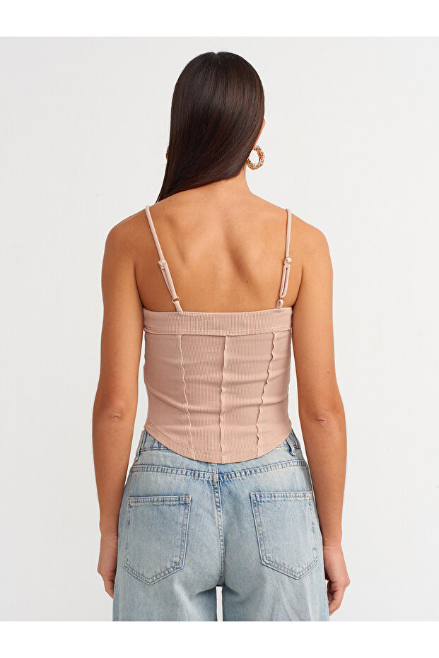 20794 Askılı Crop Top-Bej - 2
