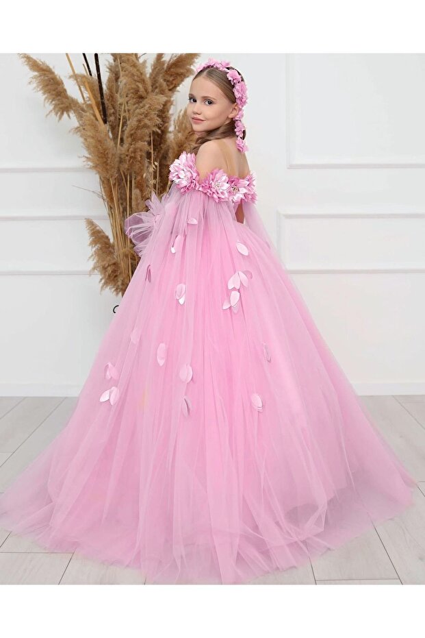 Graduation children's formal dress-crown-gloves
