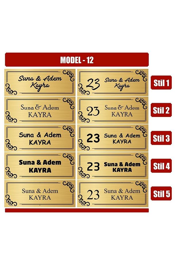 Kişiye Özel Metal Kapı Isimliği-yapışkanlı Kapı Süsü Model0012 - 1