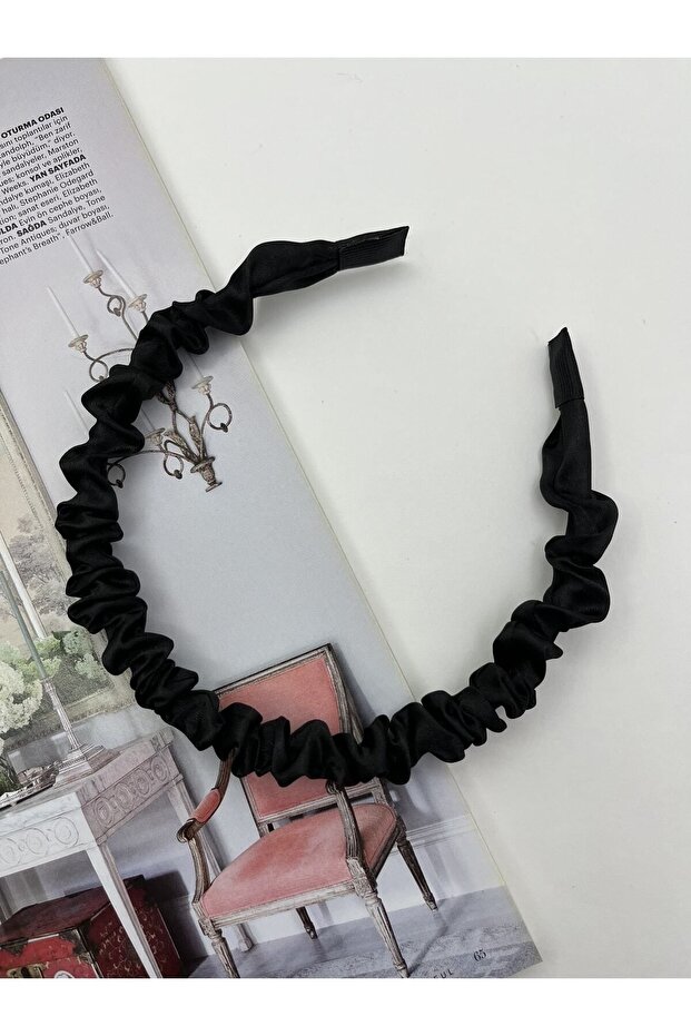 Black Satin Gathered Crown