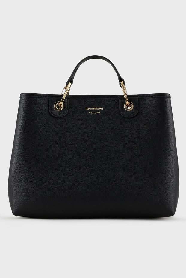 Women's Comfortable Black-gold Shoulder Bag with Brand Logo Y3d165 Yfo5b-85218