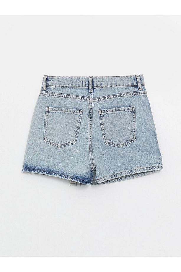 LCW Jeans Kadın Standart Fit Düz Jean Şort Etek bayq - 2