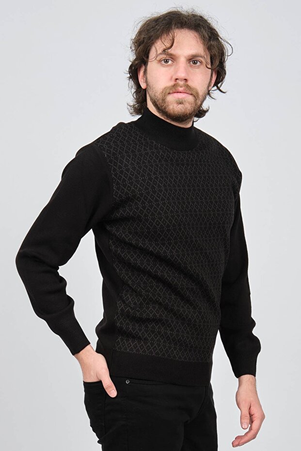 Pulover negru pentru bărbați - 1