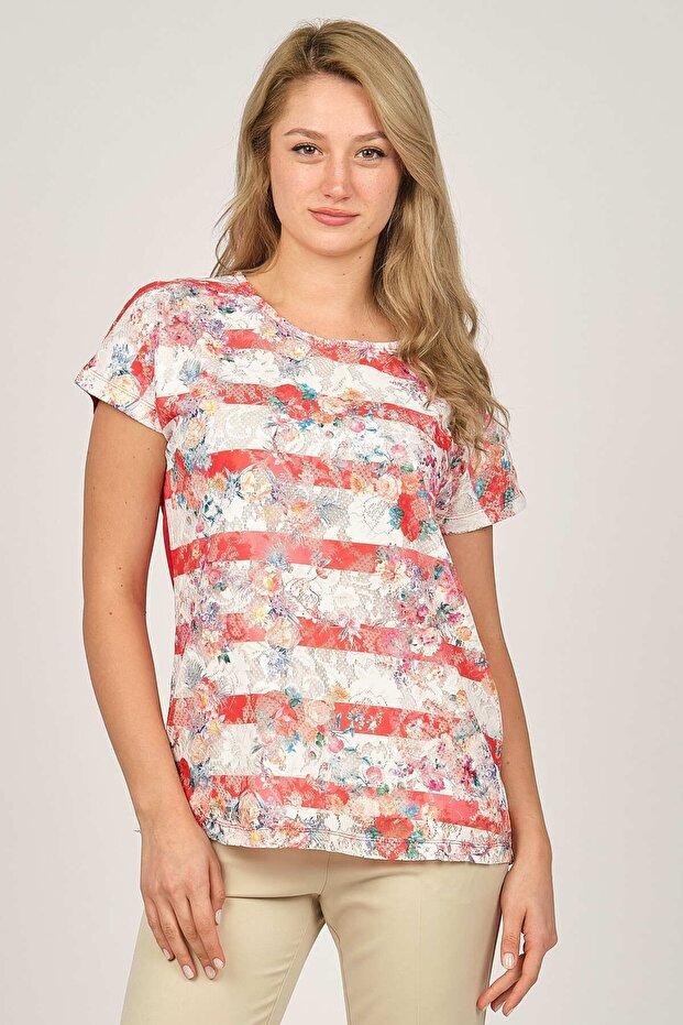 Women's Floral Patterned Blouse 6690372 Coral