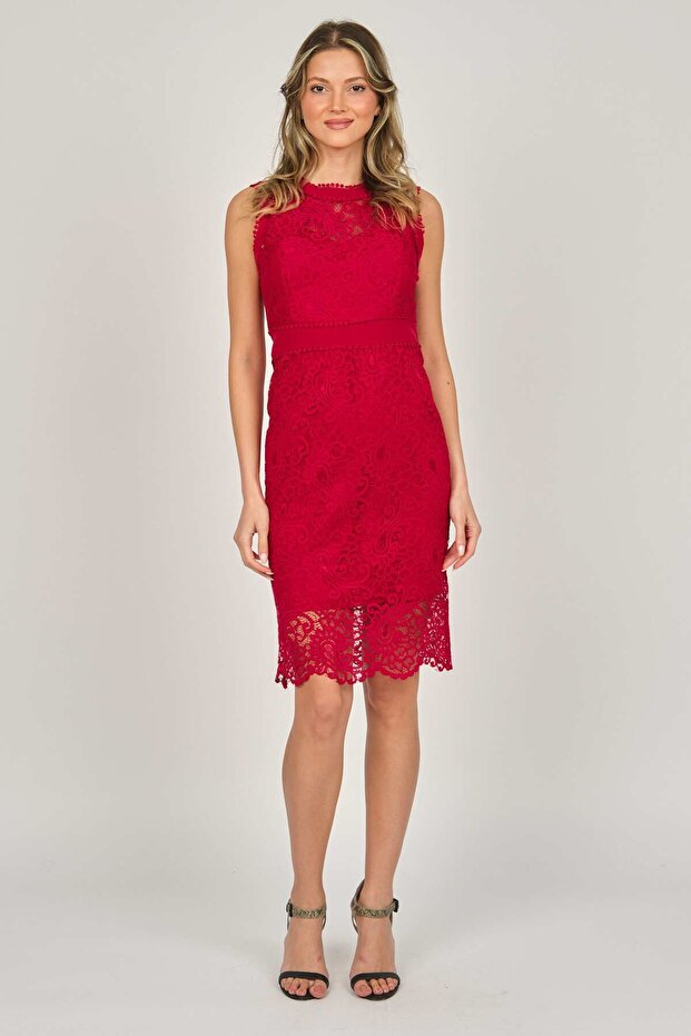 Women's Lace Evening Dress 5270902 Red