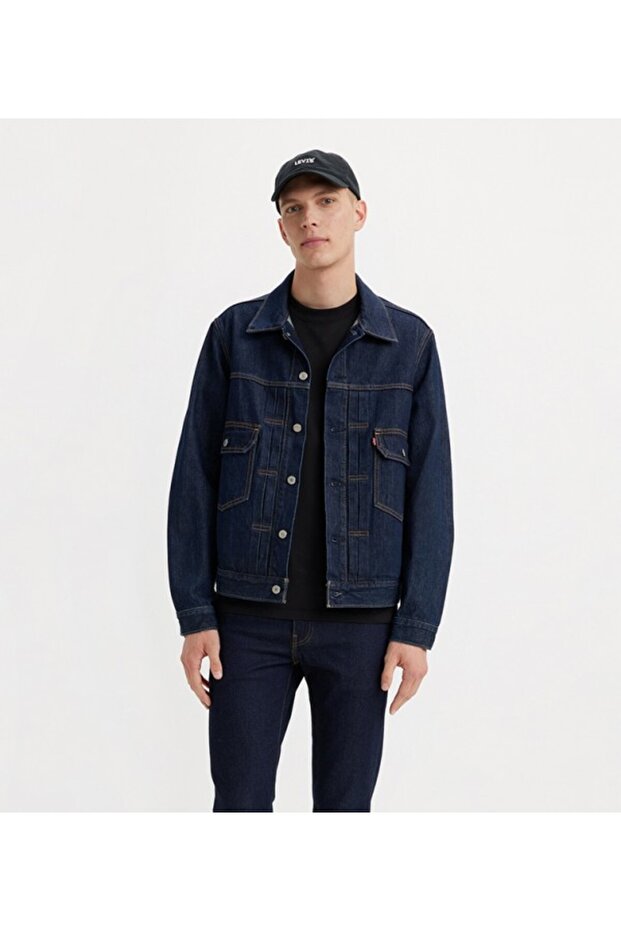 Men's Plain Blue Collared Denim Jacket