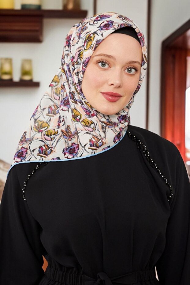وشاح رياضي من القطن بنقشة الزهور