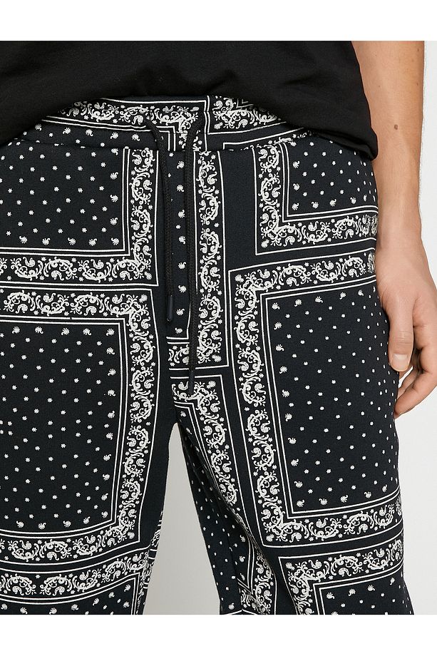 Jogger Eşofman Altı Çiçek Baskılı Beli Bağcıklı - 5
