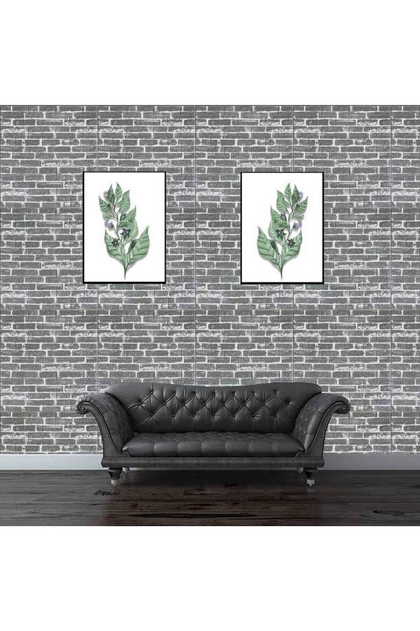 70x38cm 1 Adet Kendinden Yapışkanlı Gri Tuğla Desen Duvar Kağıdı Paneli Nw24 - 3