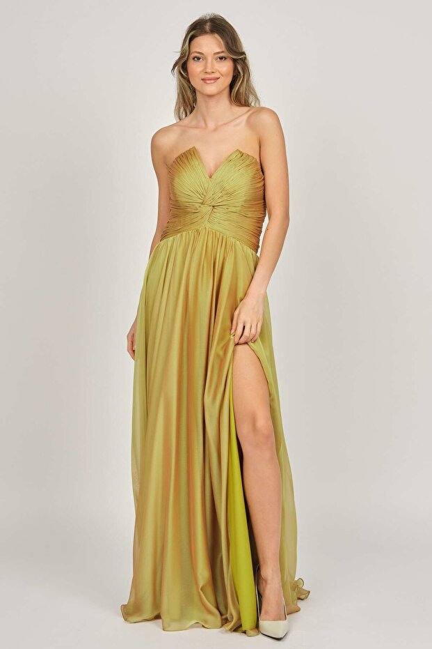 Women's Strapless Long Evening Dress 5438019 Gold