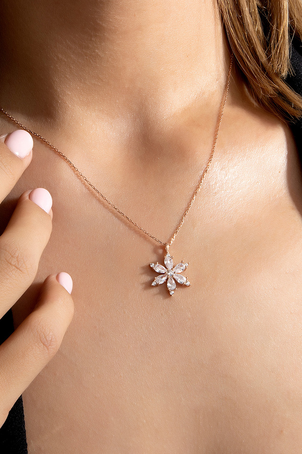 Gümüş Nergis Çiçeği Kolye - 3