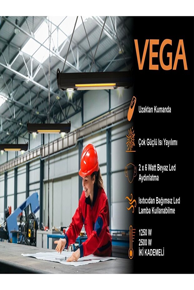 VEGA 2500W Sarkıt Tipi Karbon Infrared Isıtıcı - 7