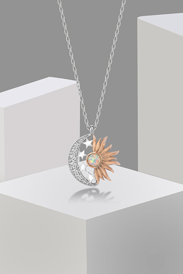 Opal Taşlı Gümüş Mihrimah Kolye - 2