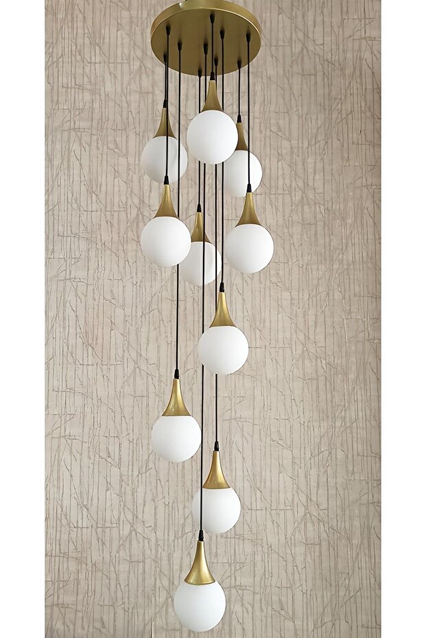 10 Camlı Statik Gold Modern Avize - 2