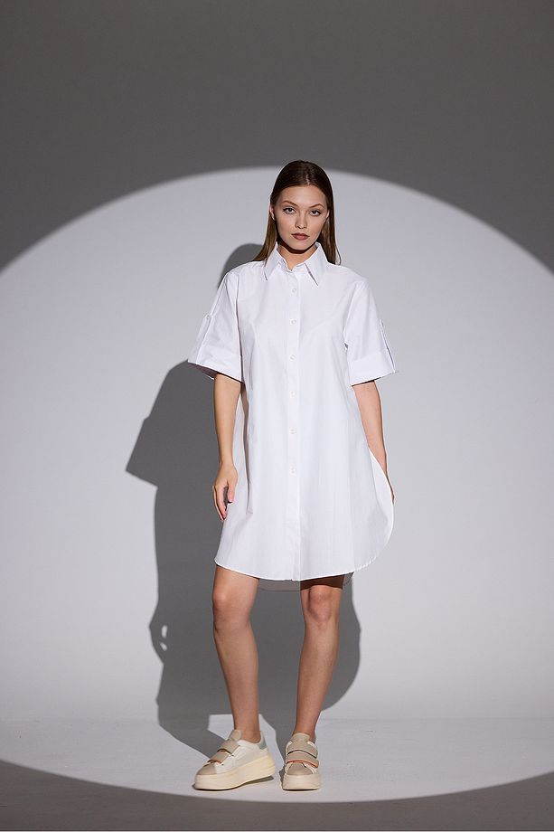 Oversize Kısa Kollu Uzun Basic Gömlek - 7