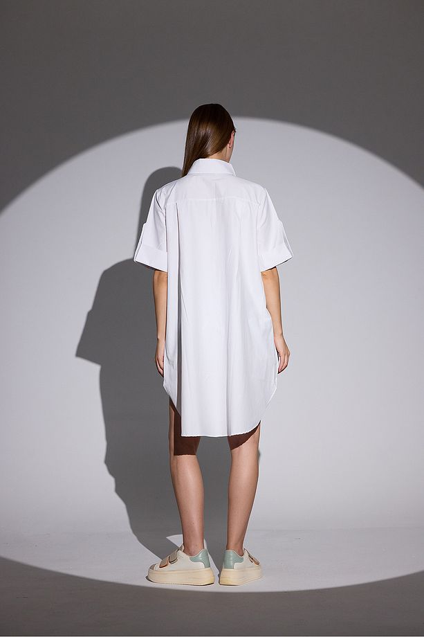Oversize Kısa Kollu Uzun Basic Gömlek - 2