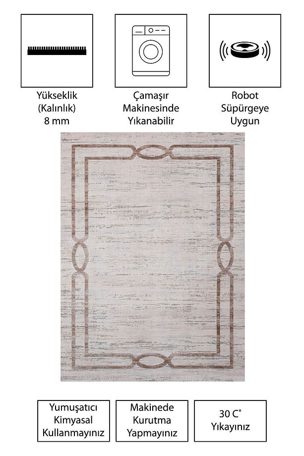 Modern Dijital Baskı Dört Mevsim Yıkanabilir Kaymaz Taban Salon Halısı Mutfak Halısı Yolluk YVH - 4