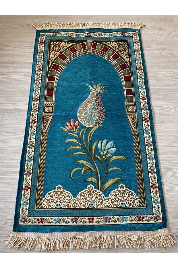 Dowry, Gift, Mevlütlük, Bohçalık Ultra Luxury Lined Tulip Garden Prayer Mat