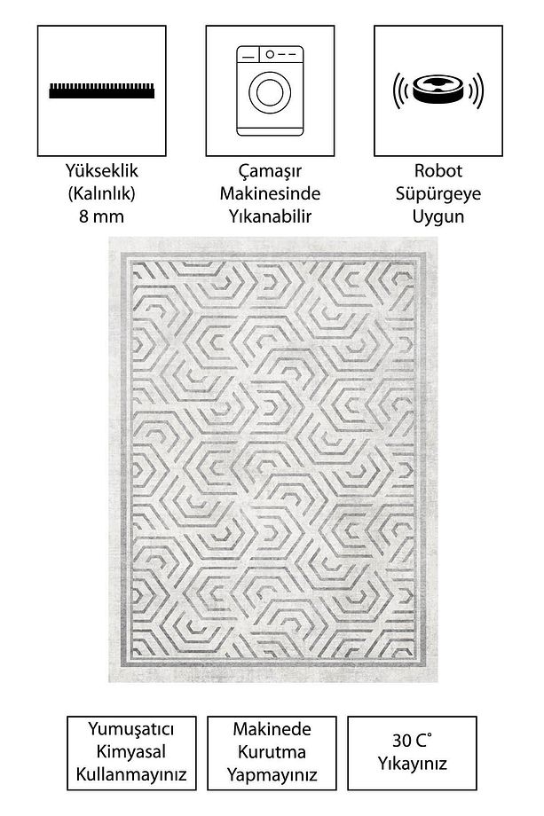 Modern Dijital Baskı Dört Mevsim Yıkanabilir Kaymaz Taban Salon Halısı Mutfak Halısı Yolluk YVH - 4