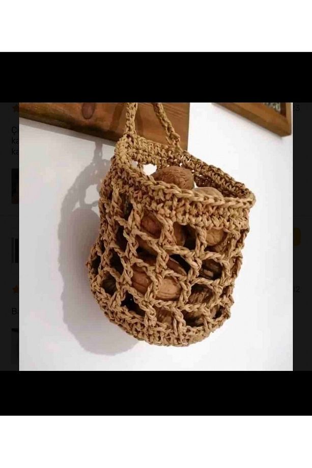 Handmade Kağıt Iplikten Asılabilir Örme Saksılık - 1