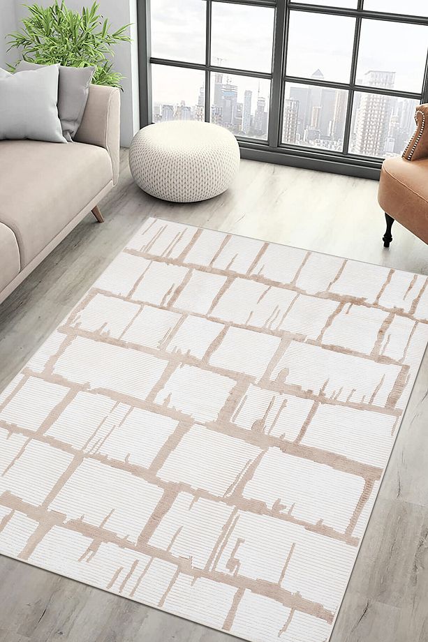 Modern Dijital Baskı Dört Mevsim Yıkanabilir Kaymaz Taban Salon Halısı Mutfak Halısı Yolluk YVH - 3