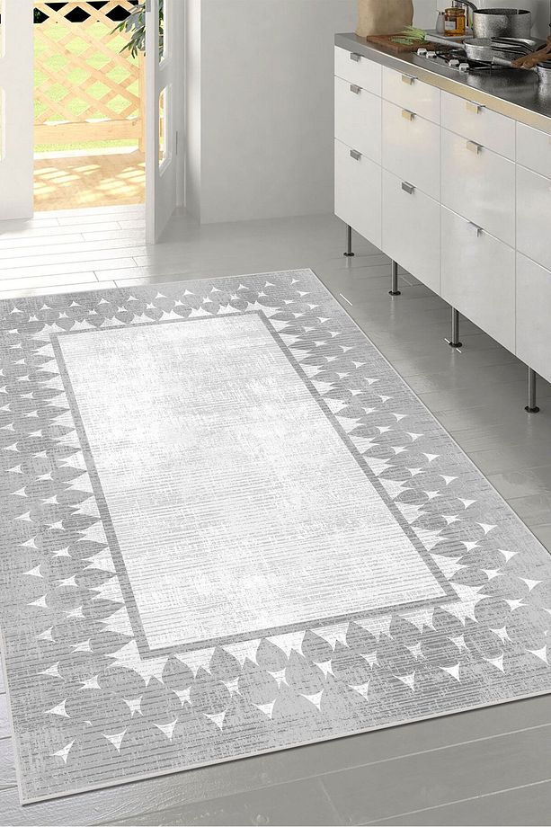 Modern Dijital Baskı Dört Mevsim Yıkanabilir Kaymaz Taban Salon Halısı Mutfak Halısı Yolluk YVH - 3