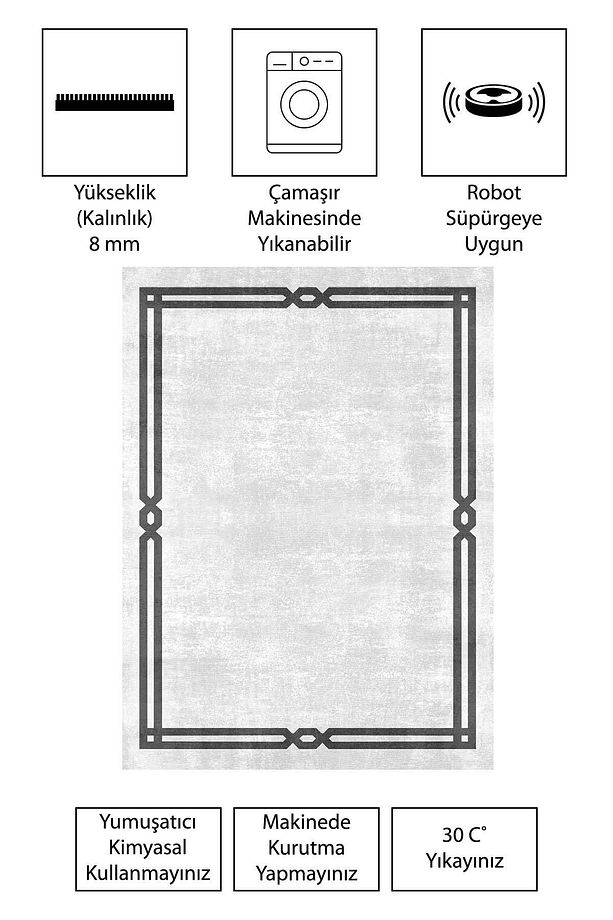 Modern Dijital Baskı Dört Mevsim Yıkanabilir Kaymaz Taban Salon Halısı Mutfak Halısı Yolluk YVC - 4