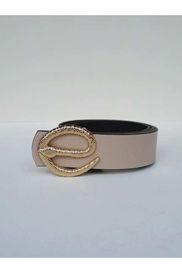 Snake Buckle Women's Mink Belt Gold Buckle Jean Belt, Jacket Belt, Trouser Belt