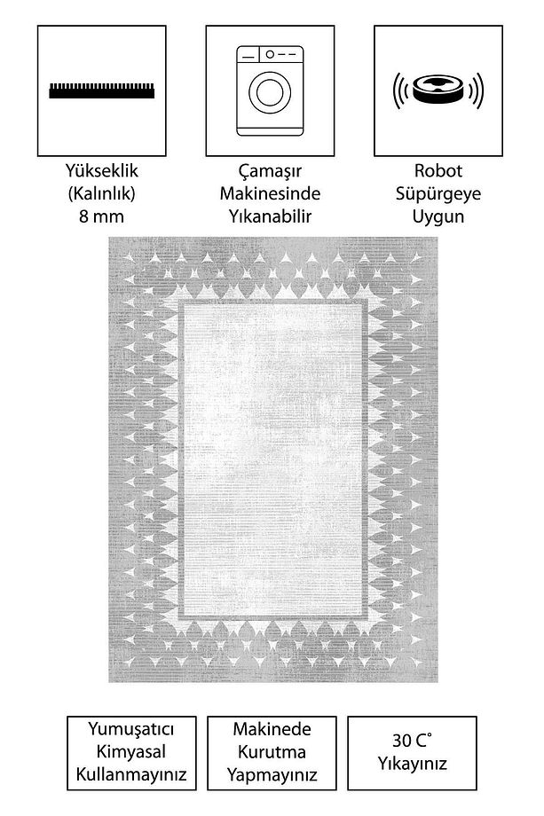 Modern Dijital Baskı Dört Mevsim Yıkanabilir Kaymaz Taban Salon Halısı Mutfak Halısı Yolluk YVC - 4
