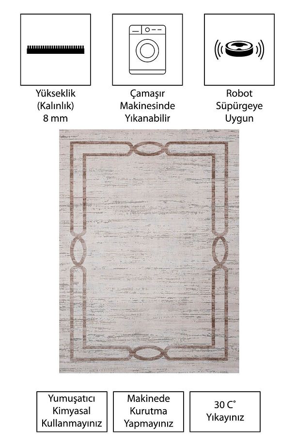 Modern Dijital Baskı Dört Mevsim Yıkanabilir Kaymaz Taban Salon Halısı Mutfak Halısı Yolluk YVC - 4