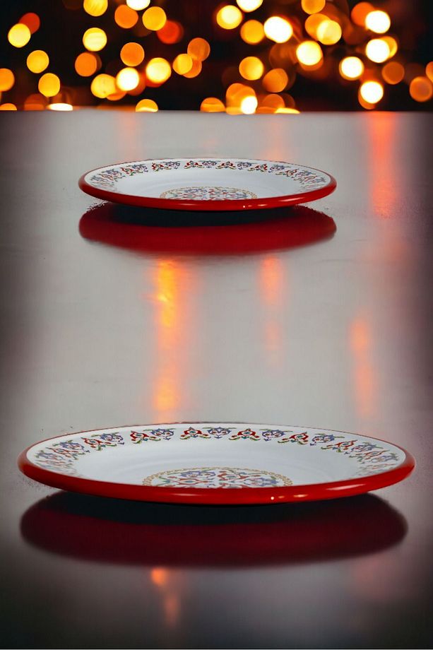30 No 30 Cm Emaye Yemek Tabağı Tabak Servis Yemek Kamp Piknik - 3