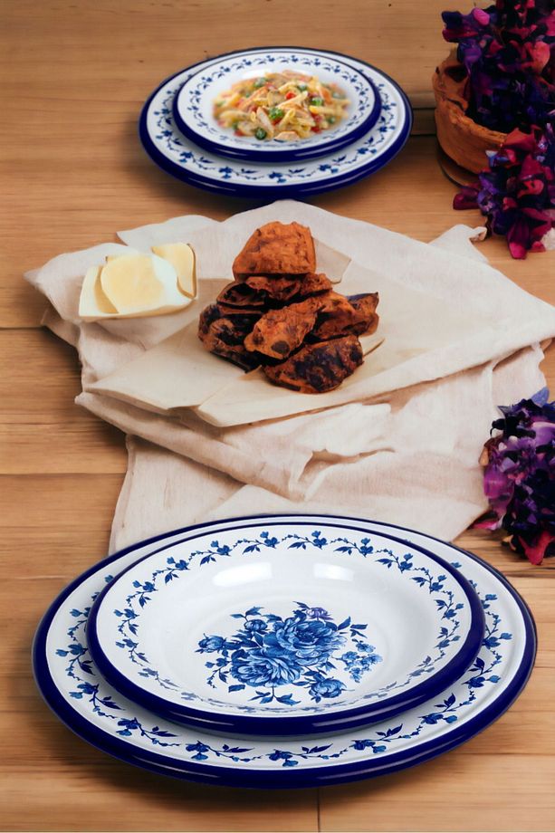 30 No Emaye Yemek Tabağı Tabak Servis Yemek Kamp Piknik - 2