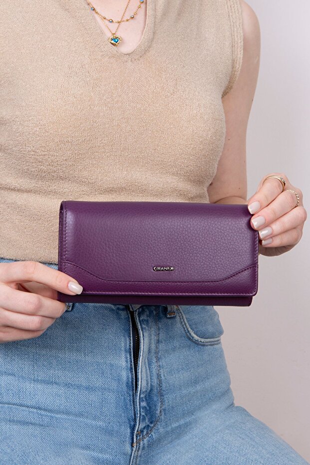 L2664 Genuine Real Leather Large Size Women's Portfolio Wallet