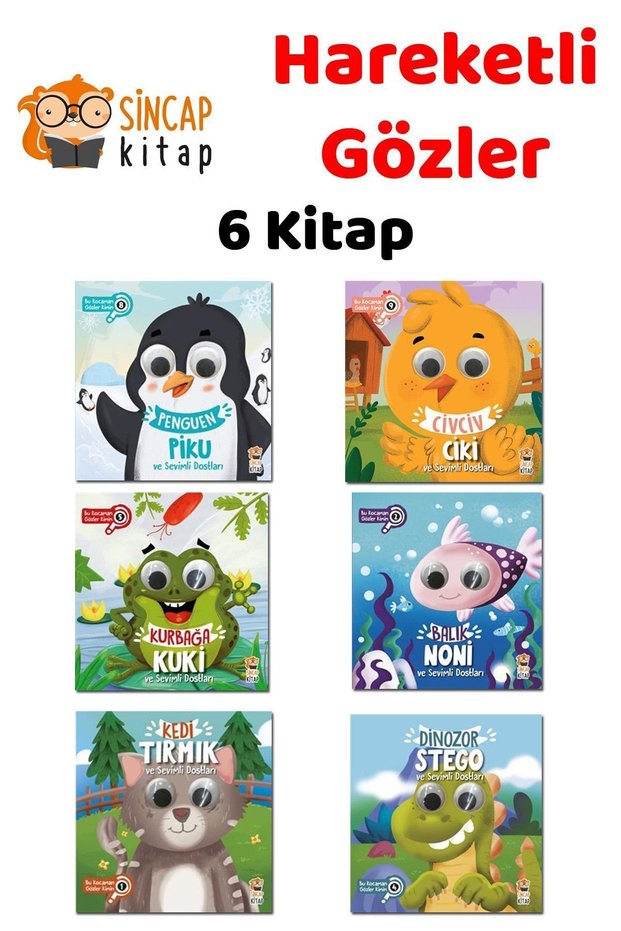 Big Eyes - 6 Books Moving Eyes (kedi Tırmık</DNTCTMS>, Frog Kuki, Civciv Ciki</DNTCTMS>, Fish Noni..)