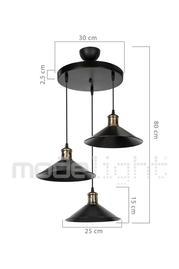 Maya 3lü Sarkıt Çember Siyah - 4