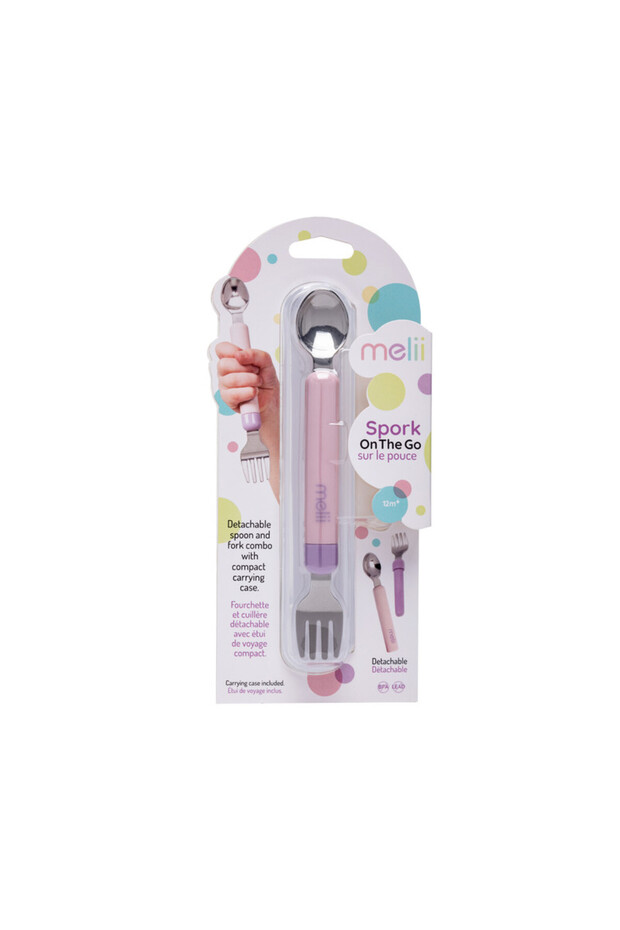 Detachable Spoon & Fork with Carrying Case Pink & Purple