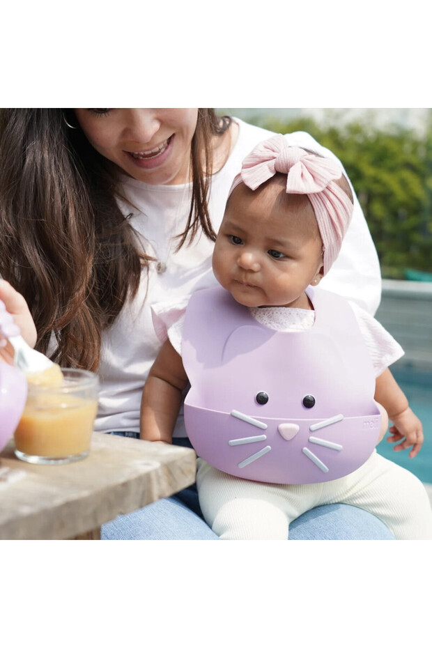 مريلة سيليكون القطة الأرجوانية - 2