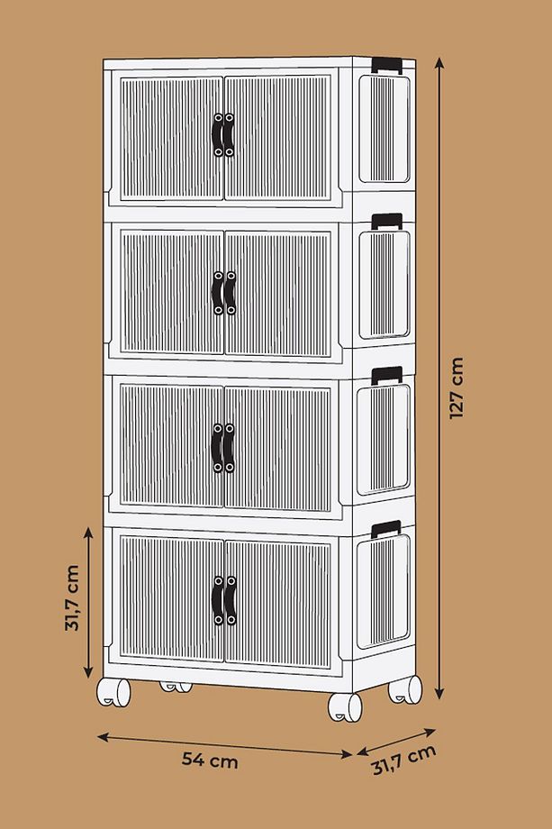 Katlanabilir Modüler Dolap 4 lü 54 cm x 31,7 cm x 127 cm - 3