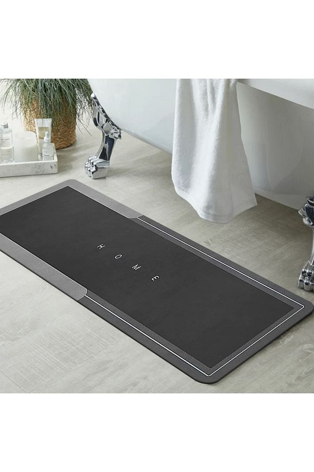 Else Antrasit Desenli Duş Önü Yolluk Banyo Halısı Paspas Tek Parça 40x100cm - 2