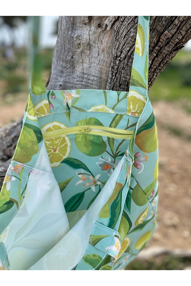 حقيبة يد متعددة الأغراض منقوشة بالليمون - حقيبة الشاطئ/الكتف - 2