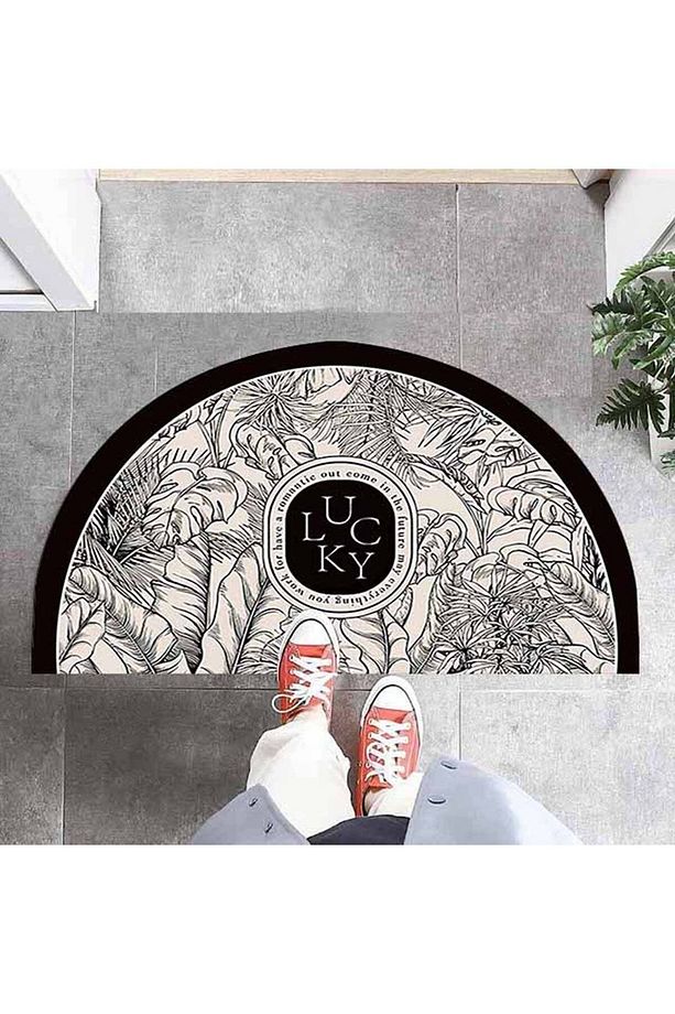 Desenli Dekoratif Modern İç ve Dış Yarım Ay Kapı Önü Paspası - 1