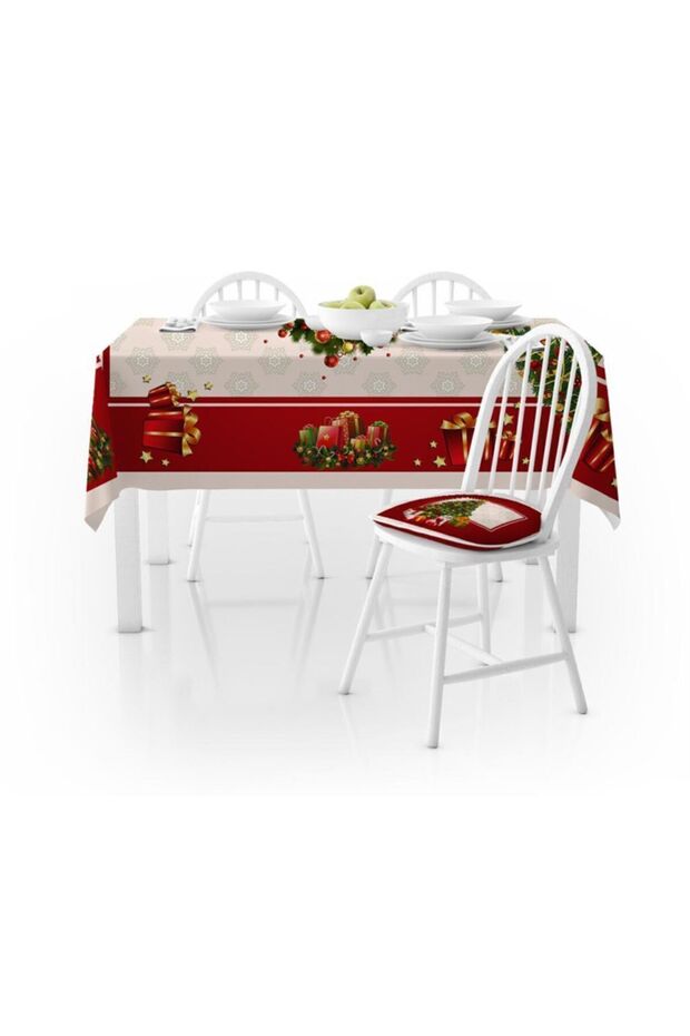 Else Yılbaşı Süsleri Desenli Dekoratif Leke Tutmaz Masa Örtüsü Ps-6 - 1