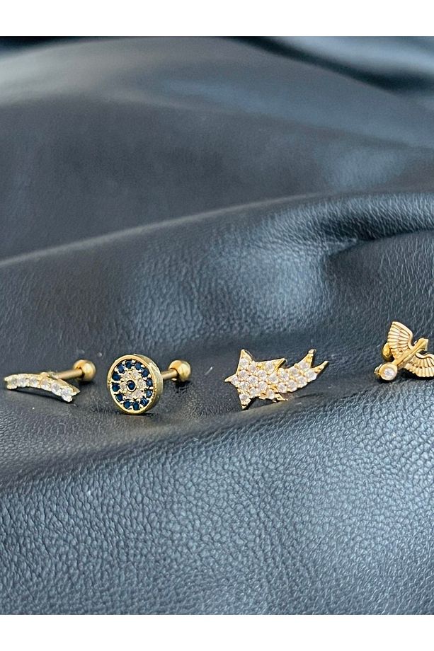 Çelik Kıkırdak Helix Tragus Piercing(4 Adet) - 6