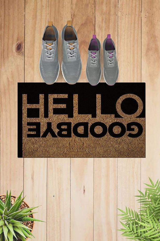 Hello Goodbye Desenli Modern Iç Ve Dış Kapı Önü Paspası Kps-4 - 2
