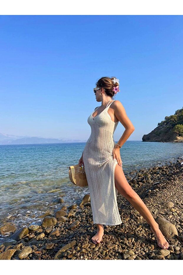 Triko Kadın Plaj Elbise - 9