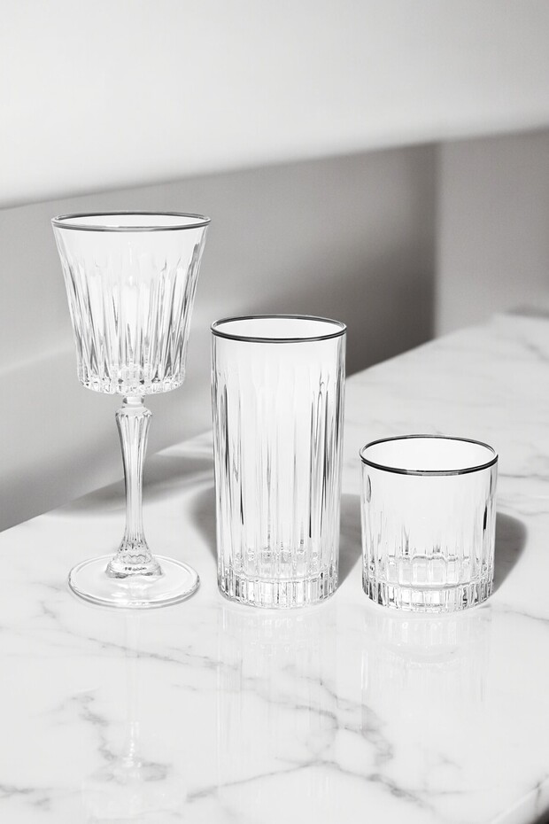 Timeless 6'lı Platin Rimli Su Bardağı Seti 310 ml - 2